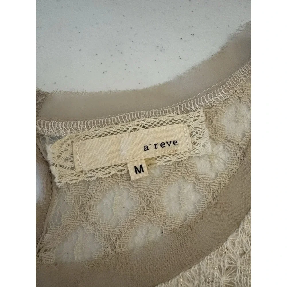 Anthropologie a'reve Sweater Womens M Soft Romantic Fairy Ethereal Feminine Lace - Picture 3 of 8